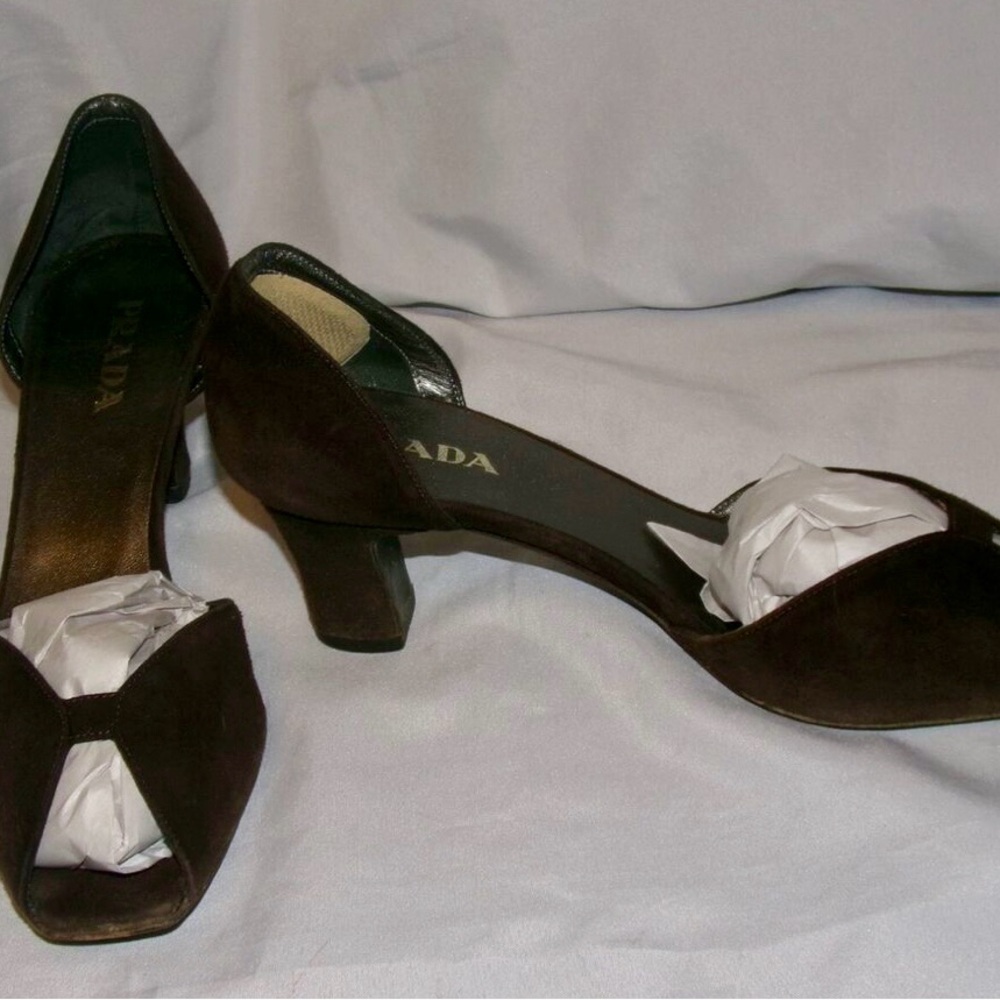 Prada Black Heels with Chunky Heel and Ankle Strap